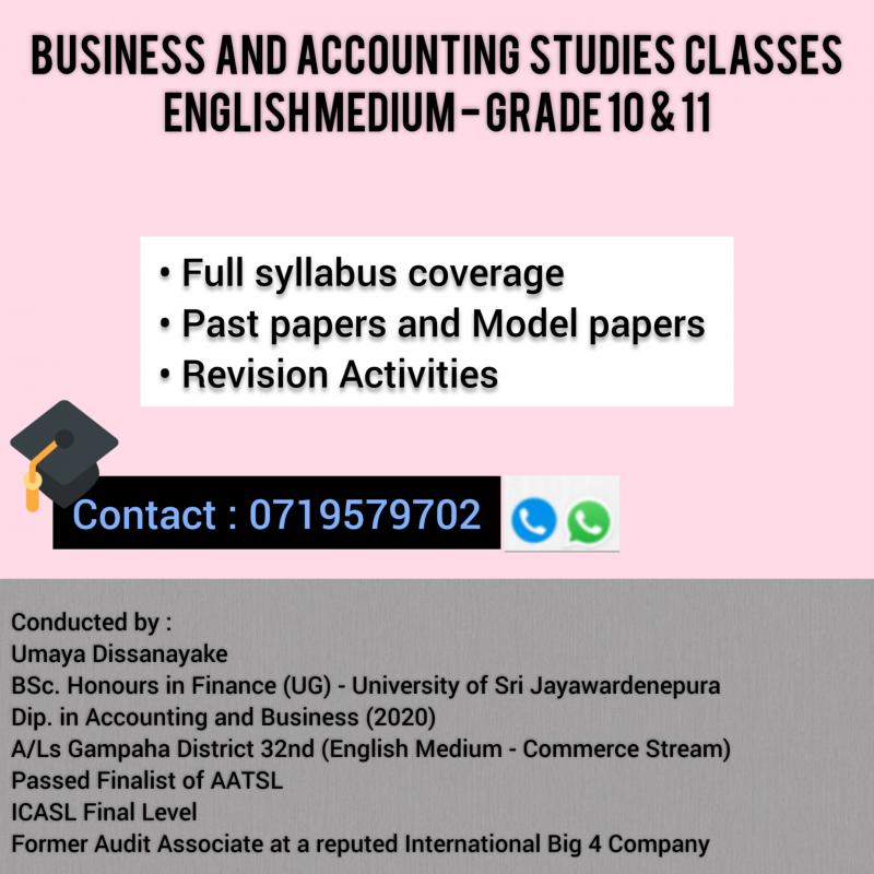 O/L Business and Accounting Studies Classes (English Medium)