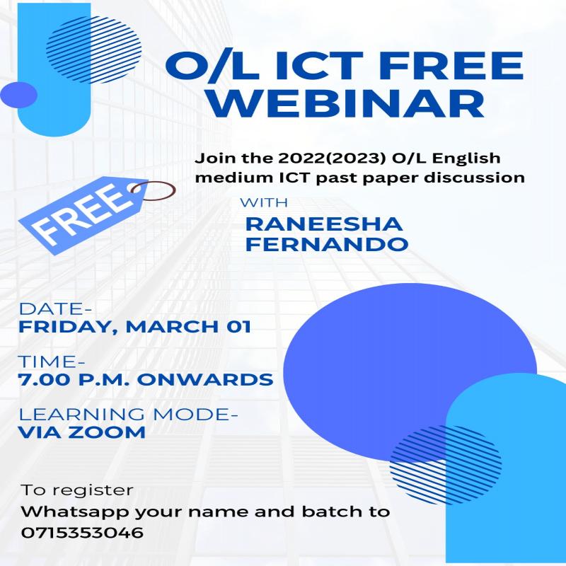 Online Free O/L ICT Webinar