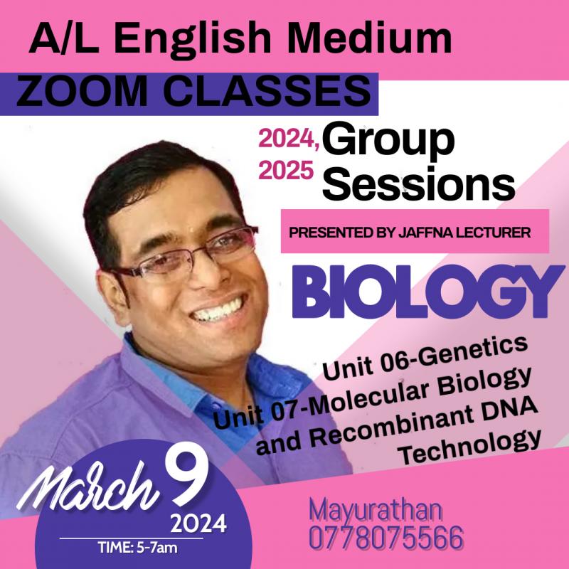 2025 A/L EM Biology Unit 4&5 or 6&7 Zoom classes-individual/group