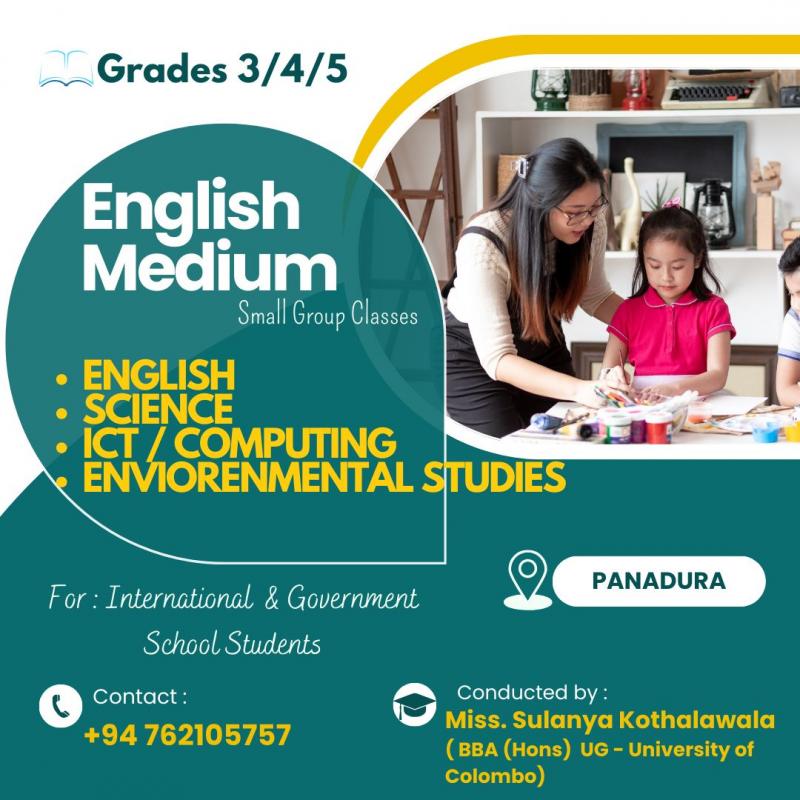 ENGLISH MEDIUM CLASSES (Grade 3/4/5/6)
