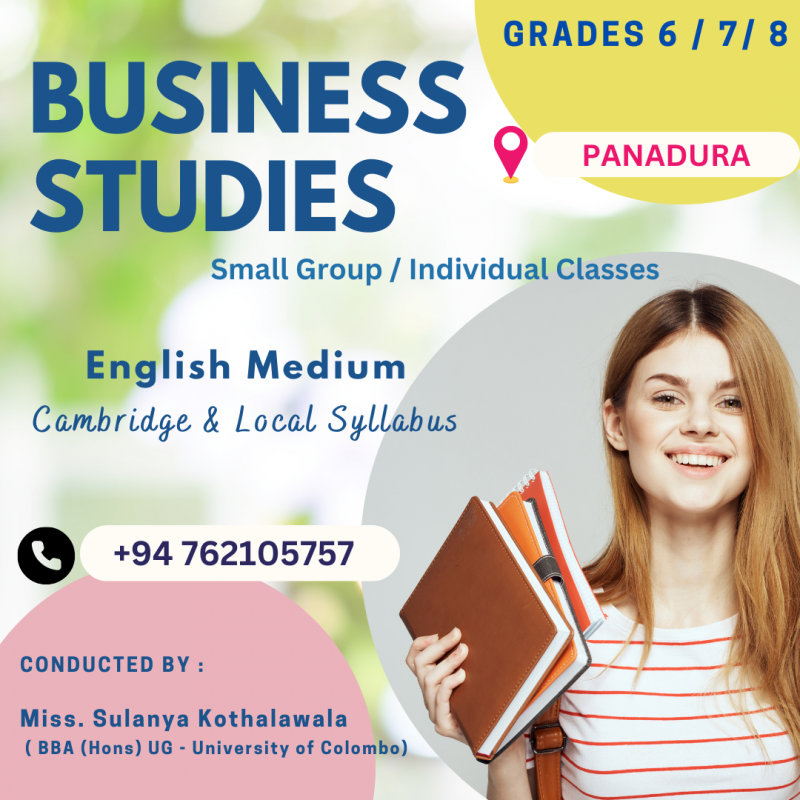 BUSINESS STUDIES (COMMERCE) - English Medium Classes Grades 6 - 8