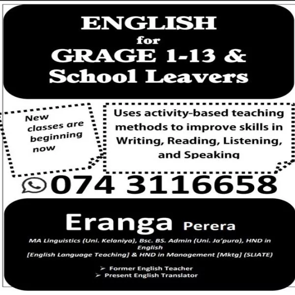 English Classes for Grade 1-13,School Leavers