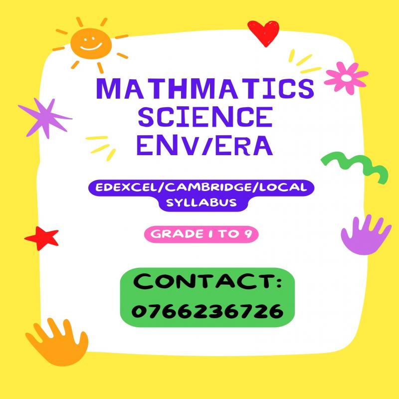 Mathematics, Science, ENV/ERA Classes For Students From Grade 1 To 9
