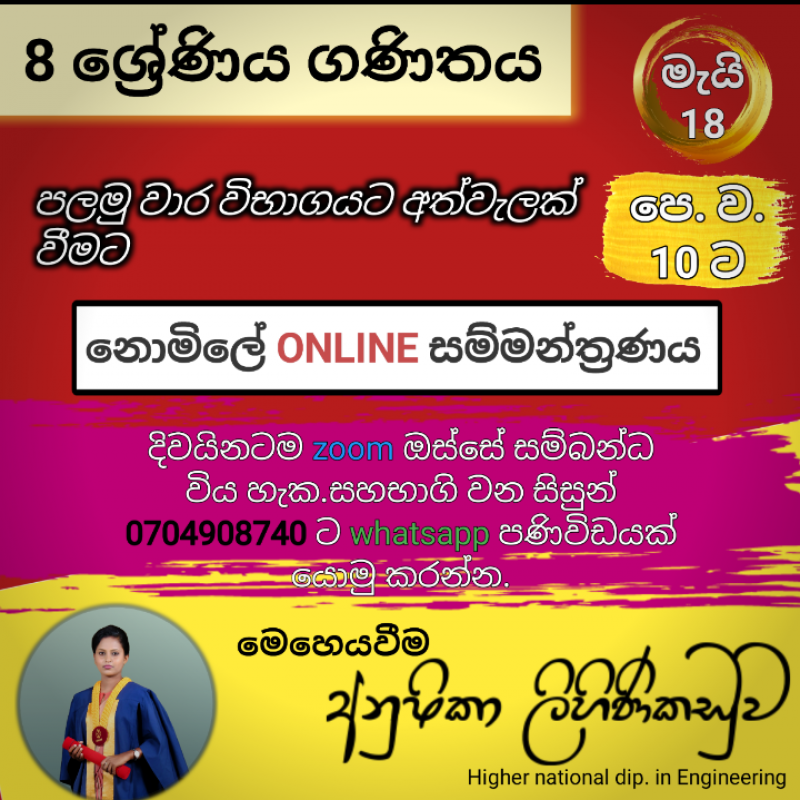 Maths Seminar  ( Sinhala medium)  8 online