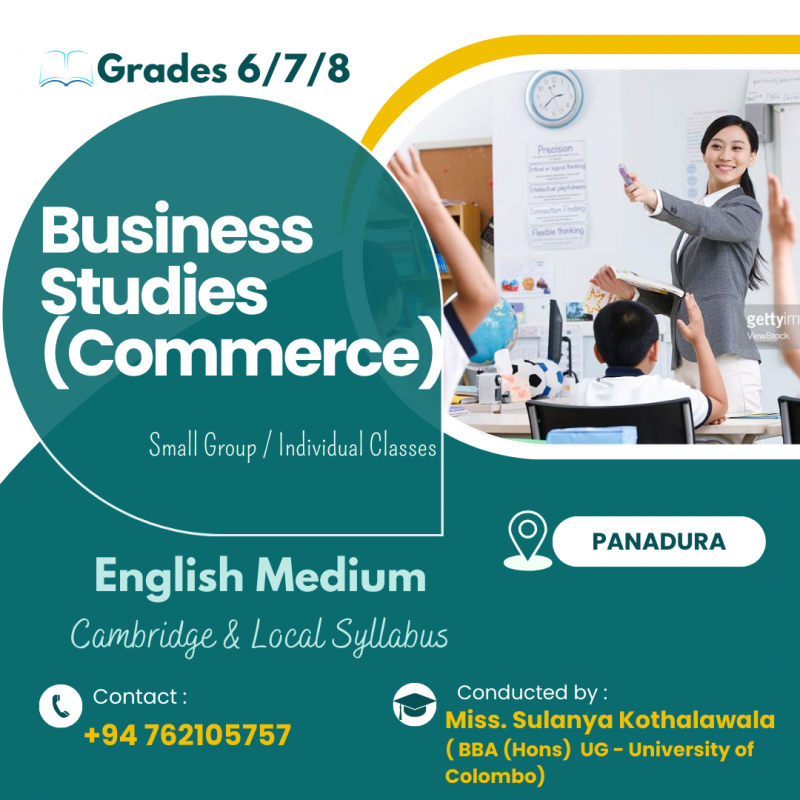 BUSINESS STUDIES CLASSES (English Medium Grades 6 to 8)