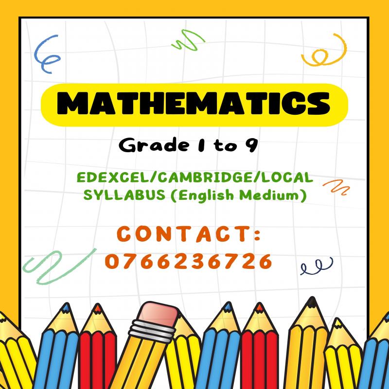Mathematics Classes For Students From Grade 1 To 9 - Edexcel/Cambridge