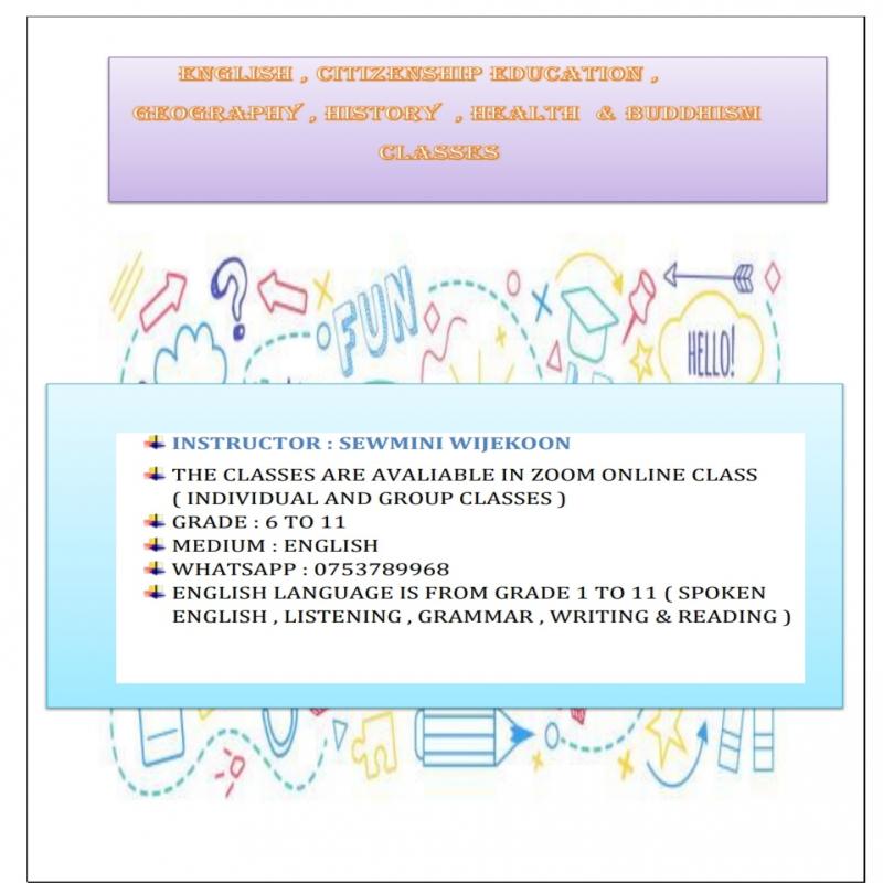 English Classes Grade 6 Upwards