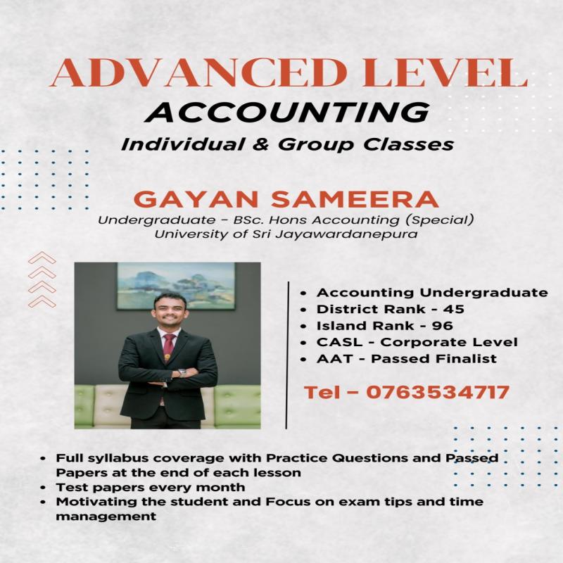 Advanced Level (A/L) Accounting Classes (Sinhala And English Medium