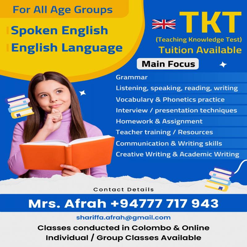 Spoken English (All Age Groups) & English Language (Grade 2 -A/L)