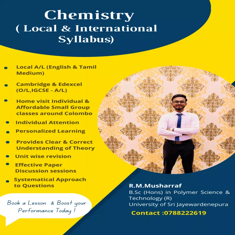 A/L Chemistry Individual & small group classes in Colombo