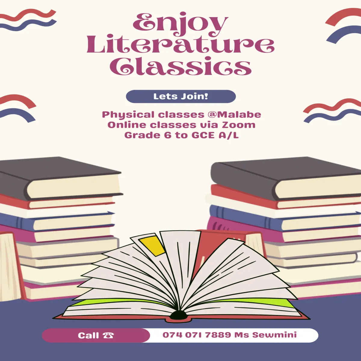 English Literature class from Grade 6 to 11