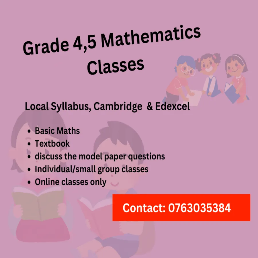 Grade 4 & 5 Mathematics English Medium (Local / Cambridge Edexcel)