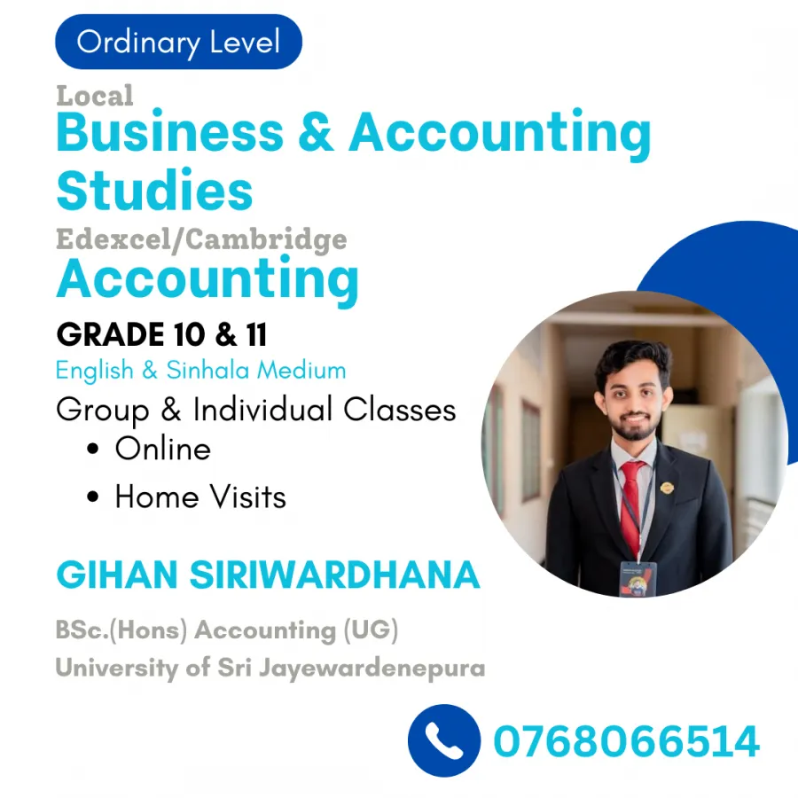GCE O/L Business and Accounting Studies, Edexcel/Cambridge Accounting.