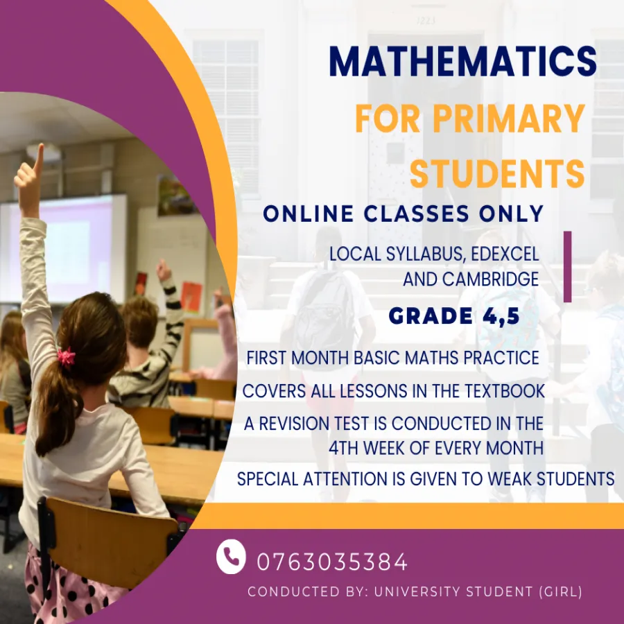 Grade 4 & 5 Mathematics English Medium (Local / Cambridge Edexcel)