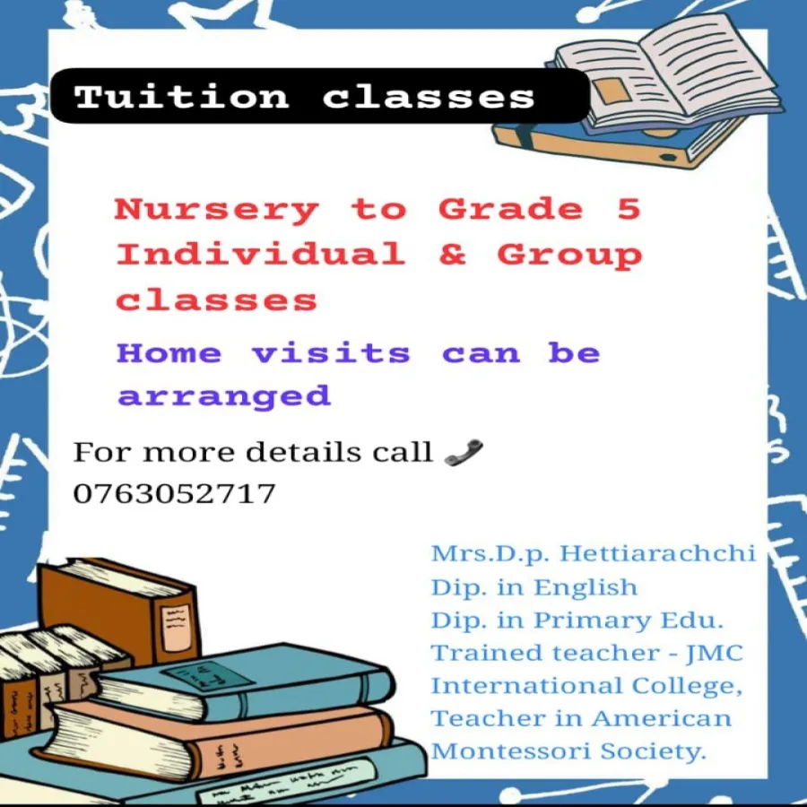 Individual, Group classes & Home visit  Nursary to Grade 5
