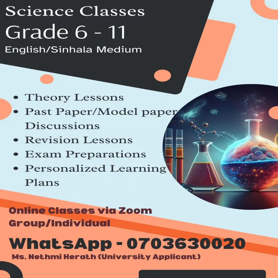 Science Tutor Grade 6-11(English/Sinhala Medium)