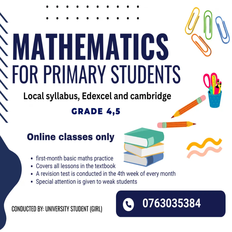 Grade 4 & 5 Mathematics English Medium (Local / Cambridge Edexcel)