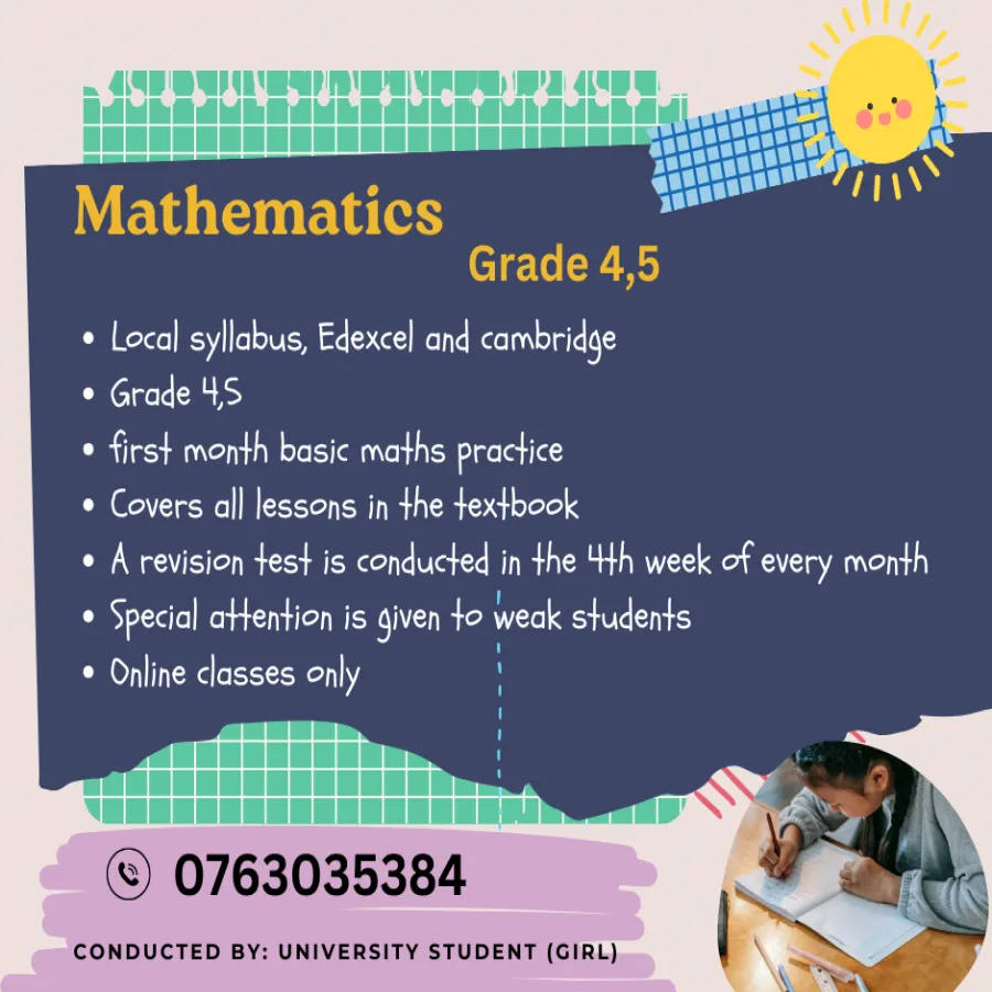 Grade 4 & 5 Mathematics English Medium (Local / Cambridge Edexcel)