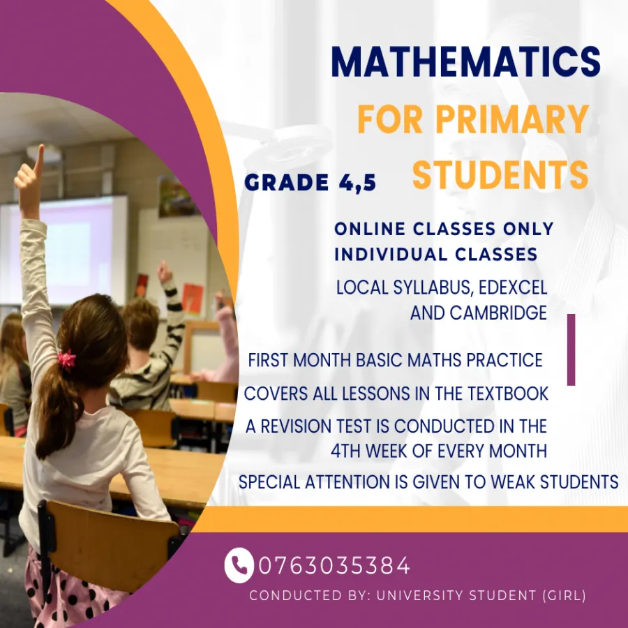 Grade 4 & 5 Mathematics English Medium (Local / Cambridge Edexcel)