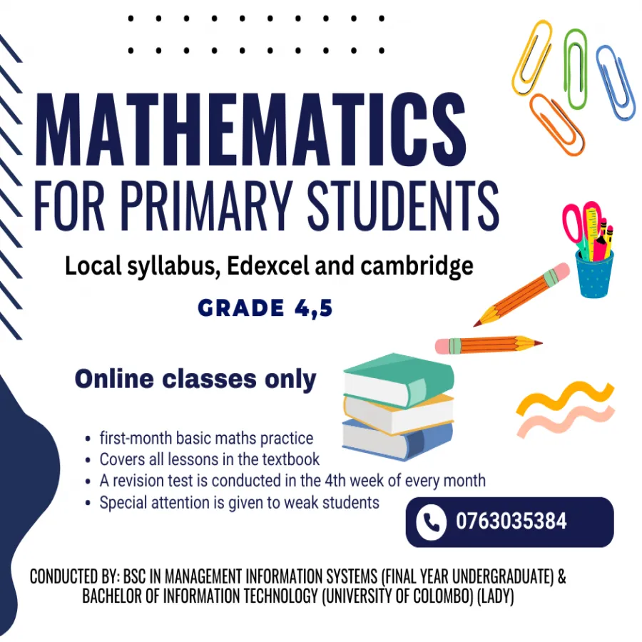 Grade 4 & 5 Mathematics English Medium (Local / Cambridge Edexcel)