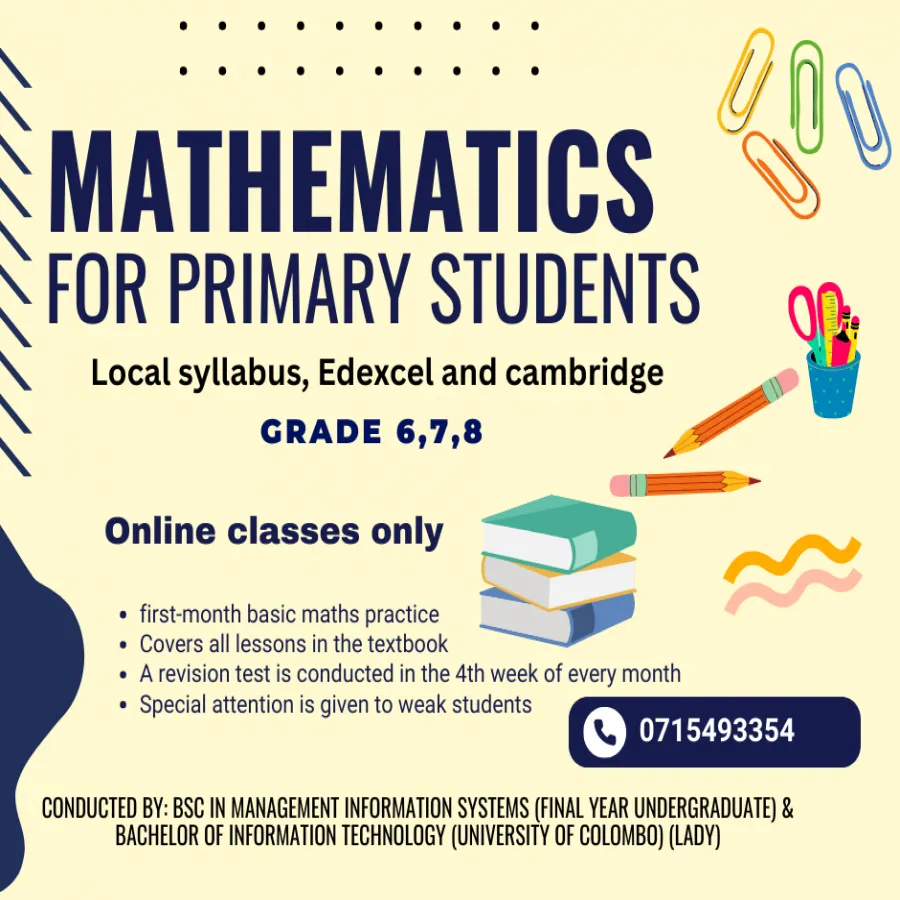 Mathematics Classes For Grade 6,7,8 (Local syllabus, Edexcel and cambr