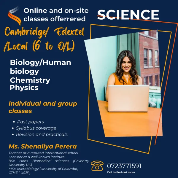 Online and physical science ( biology, chemistry, physics) classes