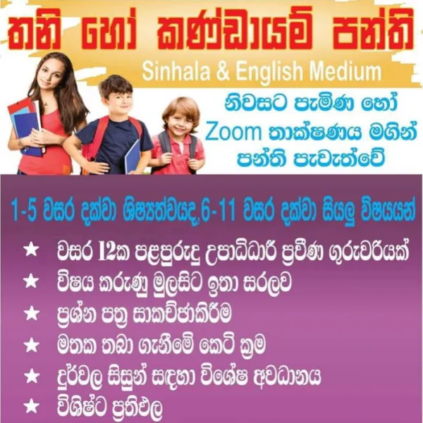 English and Sinhala Medium Online Individual Classes