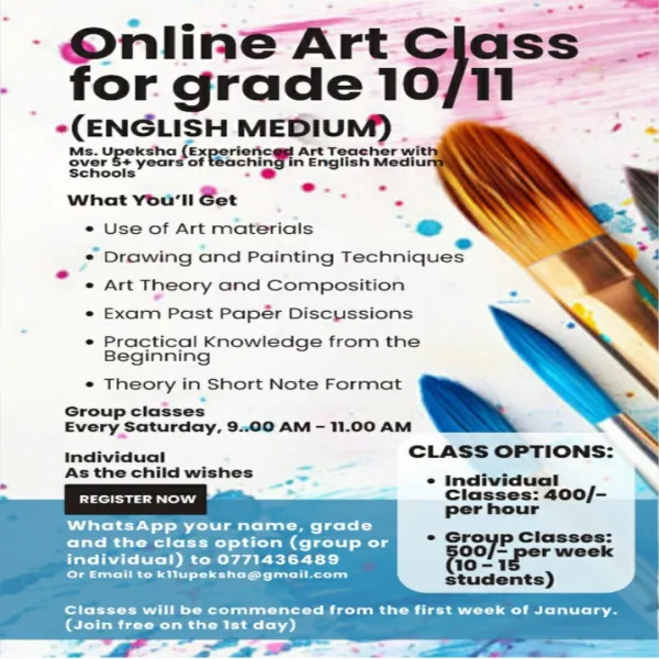 O/L Online Art Class - English Medium
