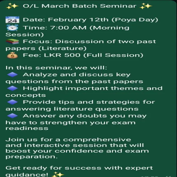 English literature seminar o/l March batch
