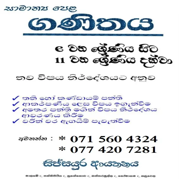 MATHEMATICS CLASSES