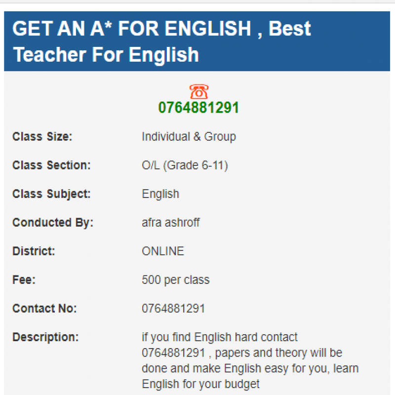 grade 1 - 11 (ordinary level English language)