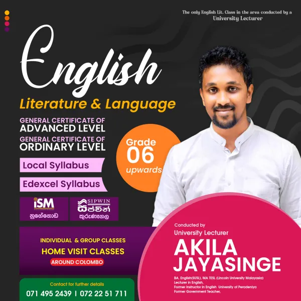English literature and language classes conducted by a university lect