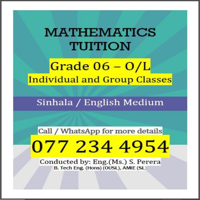 Mathematics Tuition Classes - Grade 06 - O/L