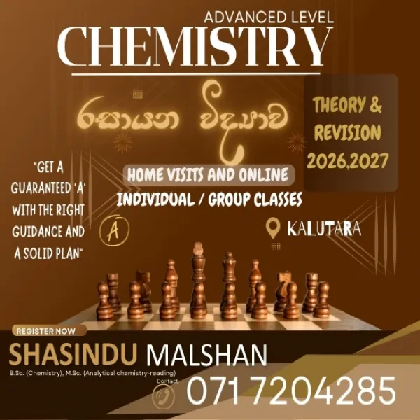 A/L Chemistry Theory & Revision 2026 2027  Individual & Group Classes