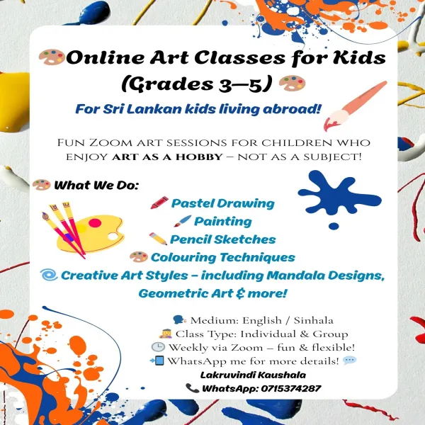 Online Art Classes for Kids (Grades 3–5) For Sri Lankan Kids Living