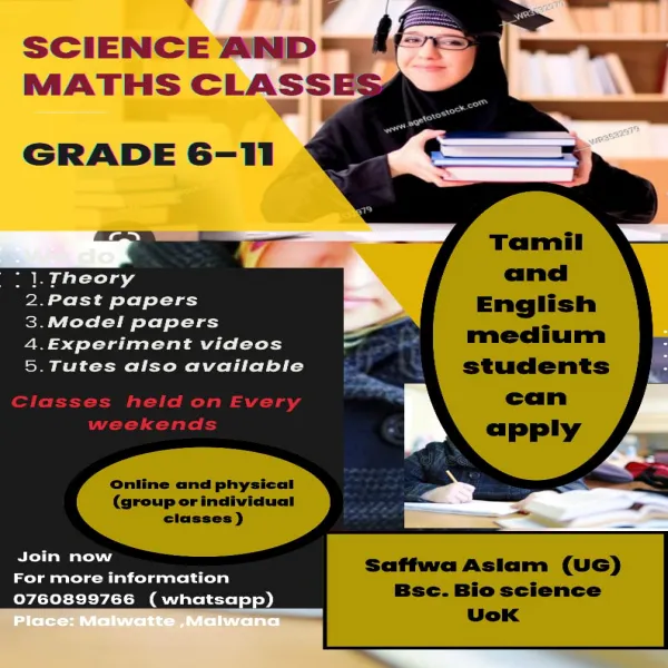 Classes available for grade 6 to 11 students