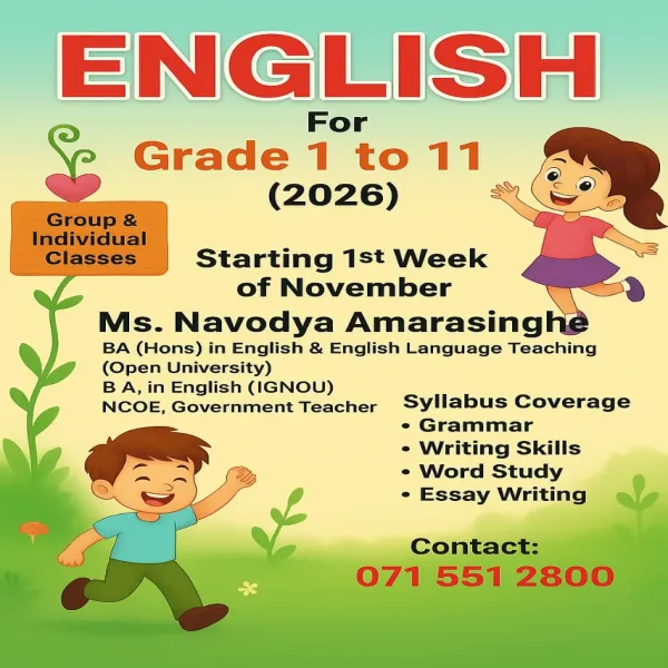 English classes for grade 1 to 11