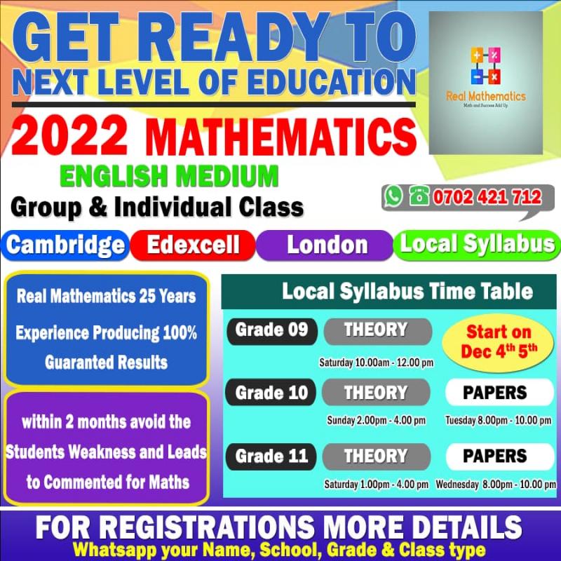 Online  Mathematics Class for 9 to O/L