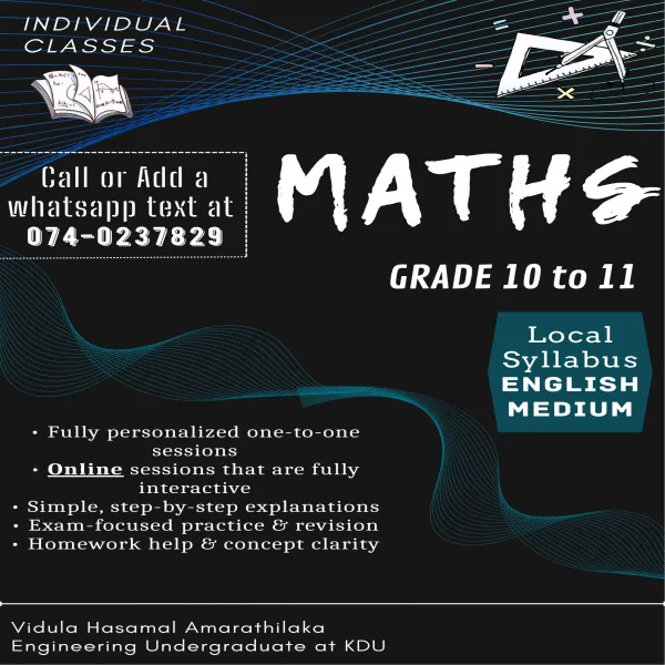OL MATHS CLASSES for G.C.E. O/L (Local)