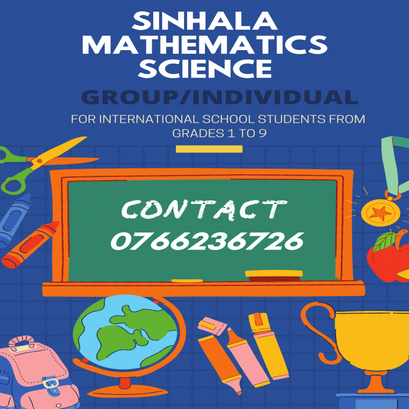 Mathematics, Science & Sinhala Classes For Int. school students Gr 1-8