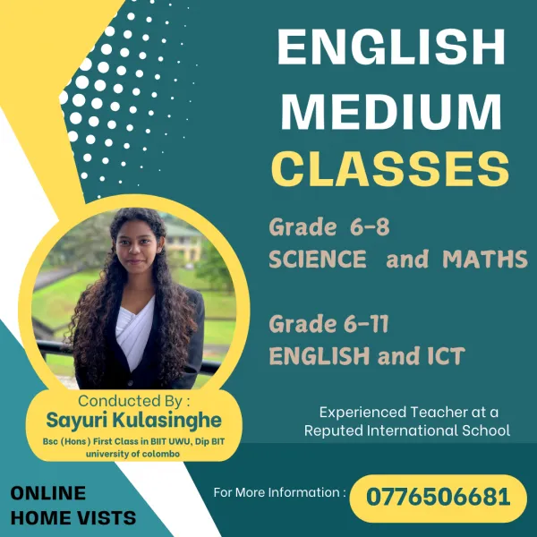 ENGLISH MEDIUM CLASSES - MATHS , SCIENCE , ICT AND ENGLISH INDVIDUAL