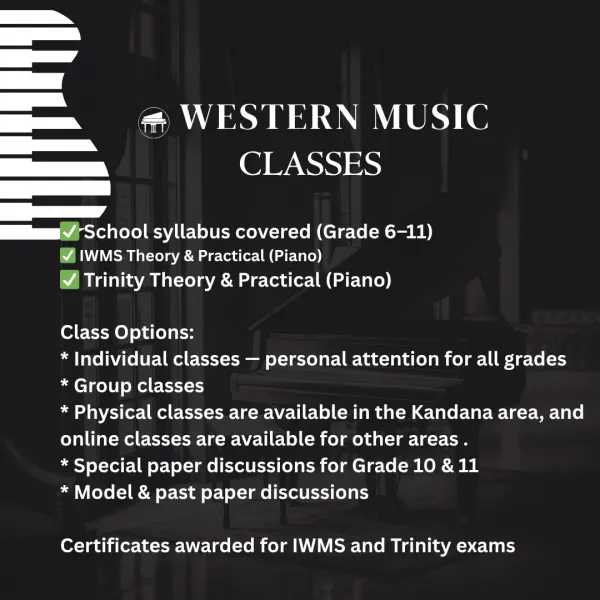 Western Music Classes for Grade 6 to 11