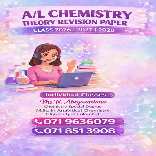 G.C.E. A/L Chemistry Theory ,Revision, paper  Classes ( 2026/2027/2028