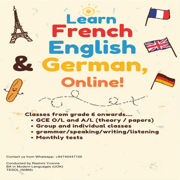 English, French and German classes