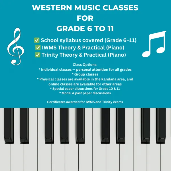 Western Music Classes for Grade 6 to 11
