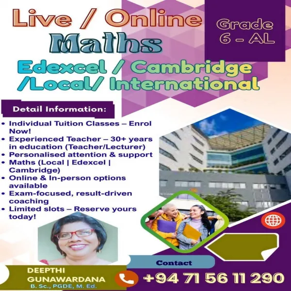 Edexcel / Cambridge / Local Maths Class with experienced teacher