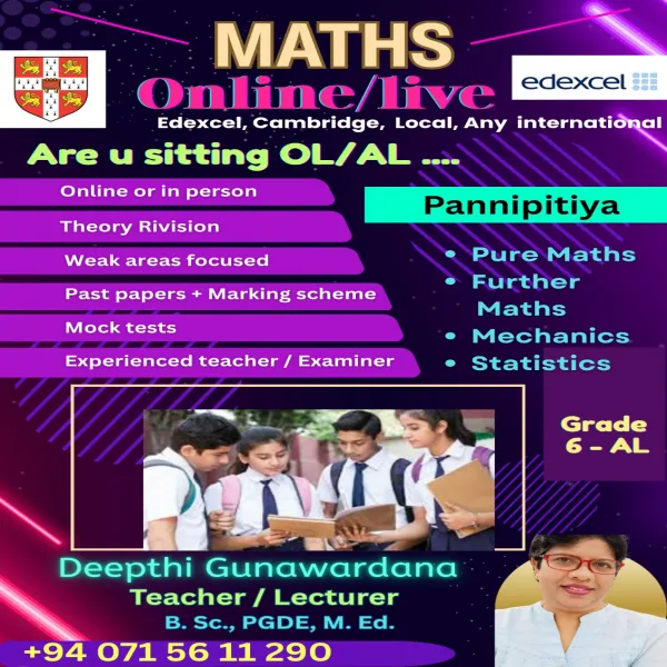 Edexcel /Cambridge / Local Maths Clzs from grade 6 to AL