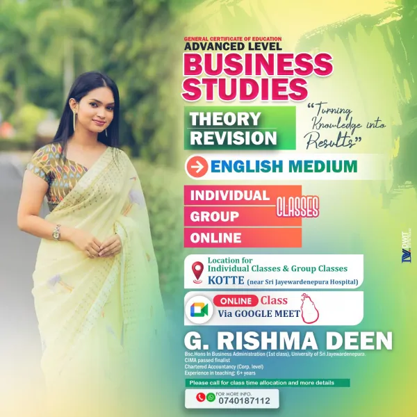 A/L Business Studies_English medium -Individual/Group/Online