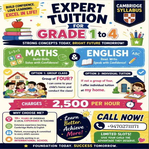 English and Math for Grade 1-4(Cambridge and Local Syllabus)