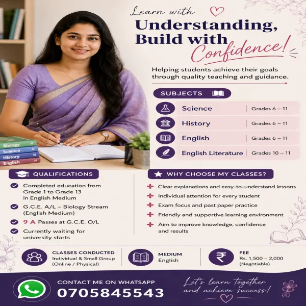 English Medium Tutor for Science,  History,  English & English